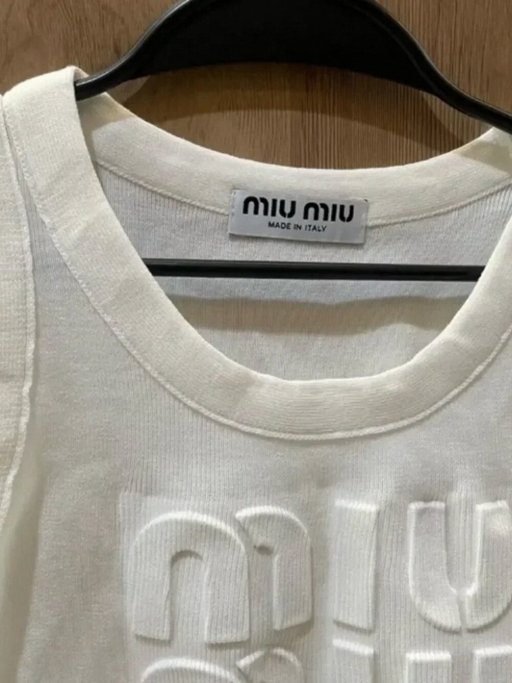 🌈Miu Miu🌈White Embossed Logo Tank Top - Picture 2 of 6